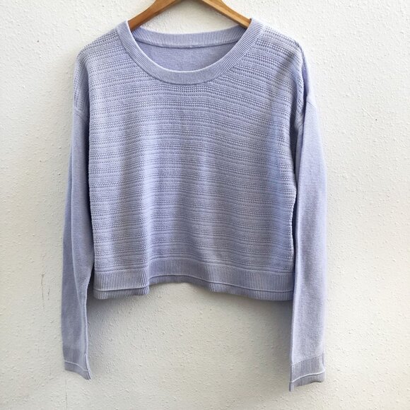 LULULEMON Nurture & Nature Serene Blue Boxy Pullover Sweater No Size Tag Check M - Picture 2 of 9